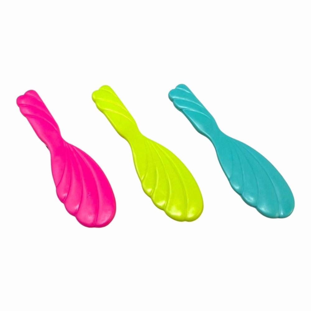 Vintage Mattel Barbie Doll Hair Brushes Neon Pink Green Blue Set of 3 Accessory